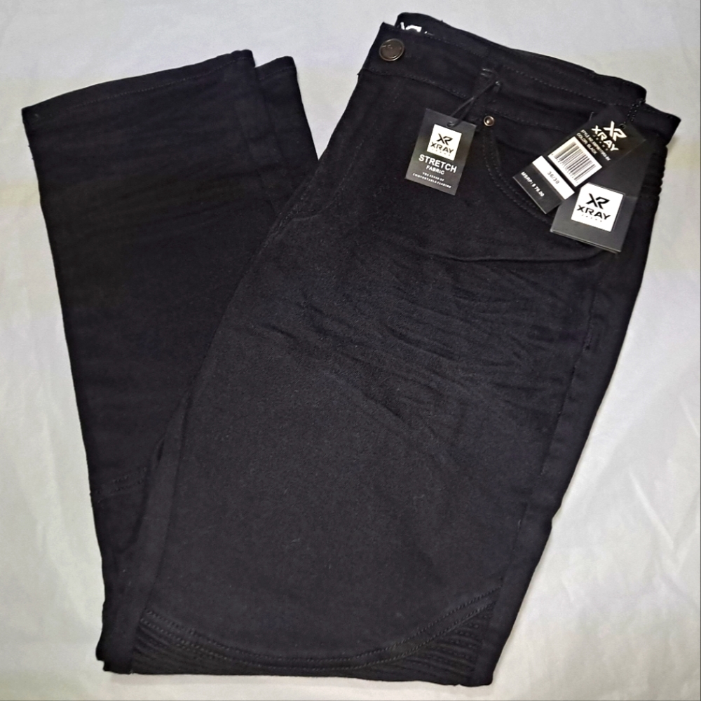 "NWT" XRAY Stretch Jeans Men's 36x30 Black 5 Pocket Design Straight Leg MSRP $78